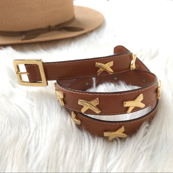 Paloma Picasso Accessories - PALOMA PICASSO Vintage X Skinny Brown Leather Belt